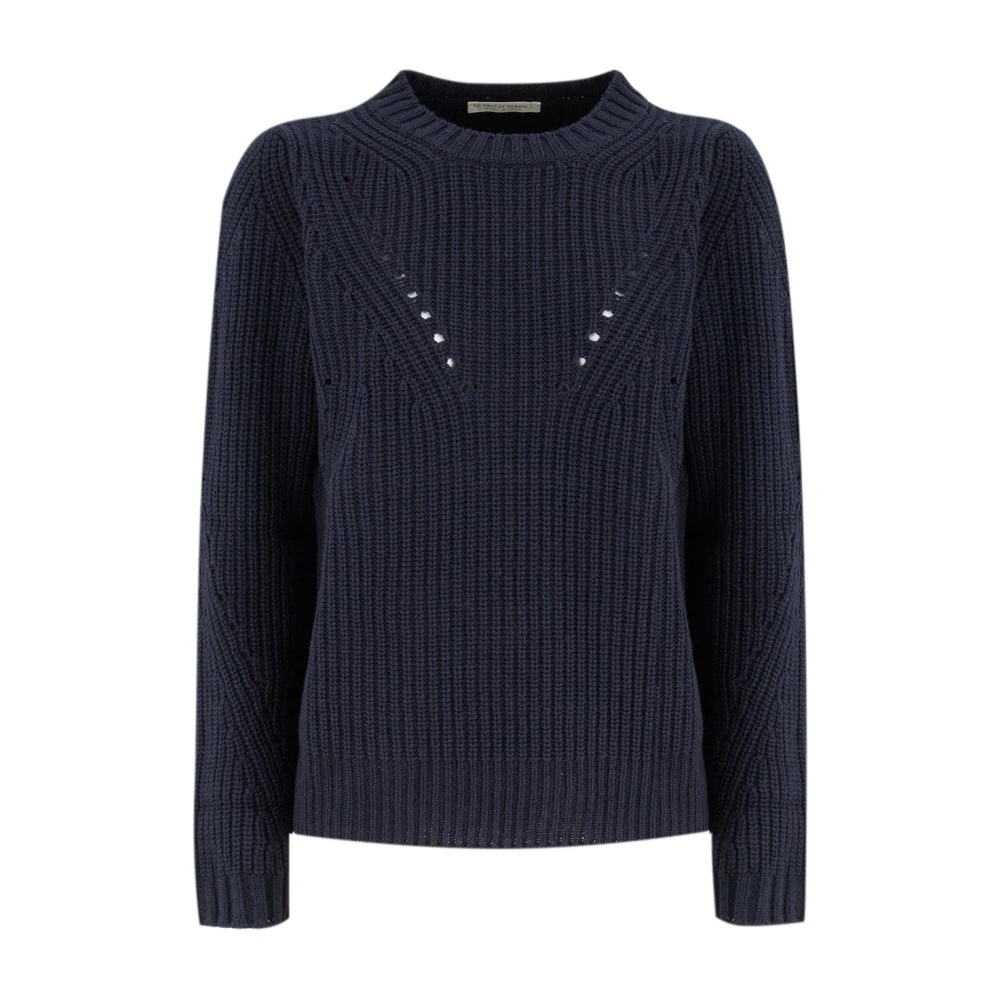 Le Tricot Perugia Klassieke Gebreide Trui Blue Dames