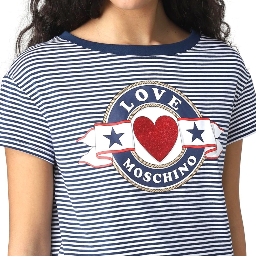 Moschino Gestreept katoenen T-shirt met logo Multicolor Dames