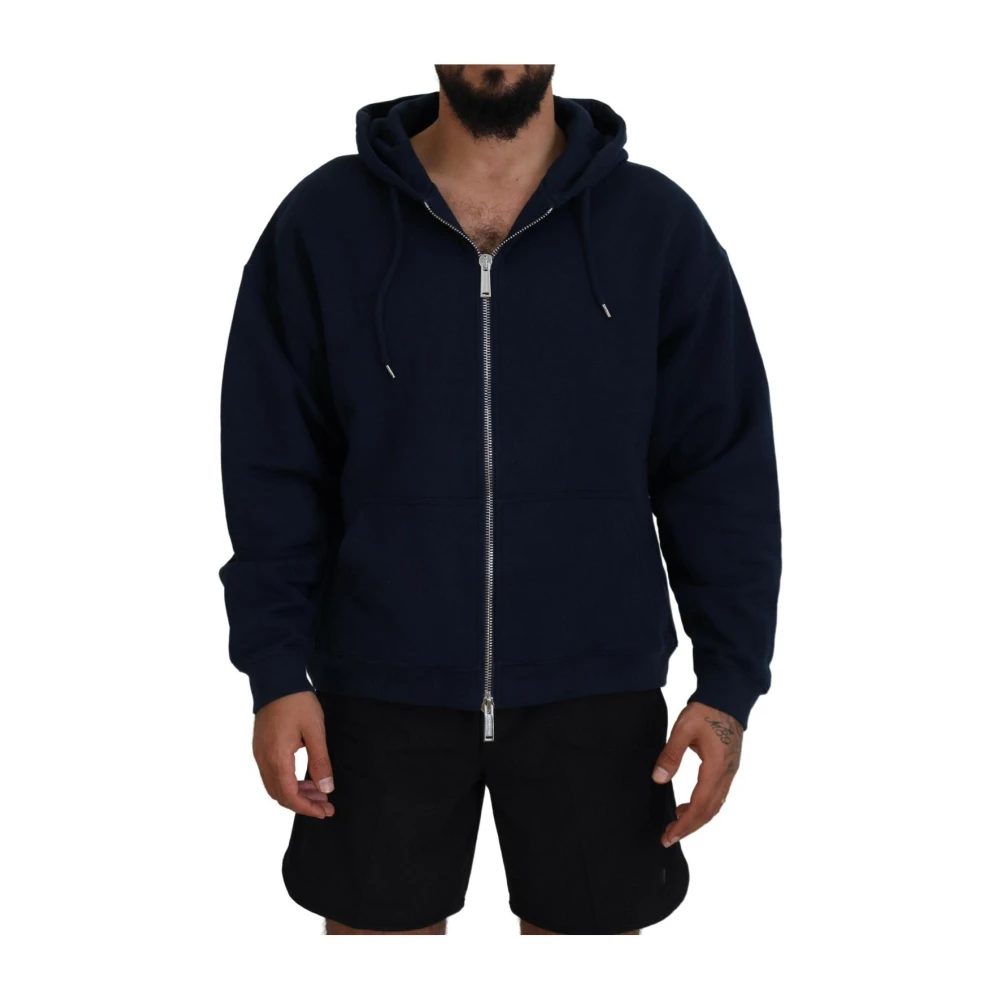 Dsquared2 Blauwe Katoenen Hoodie met Rits Blue Heren