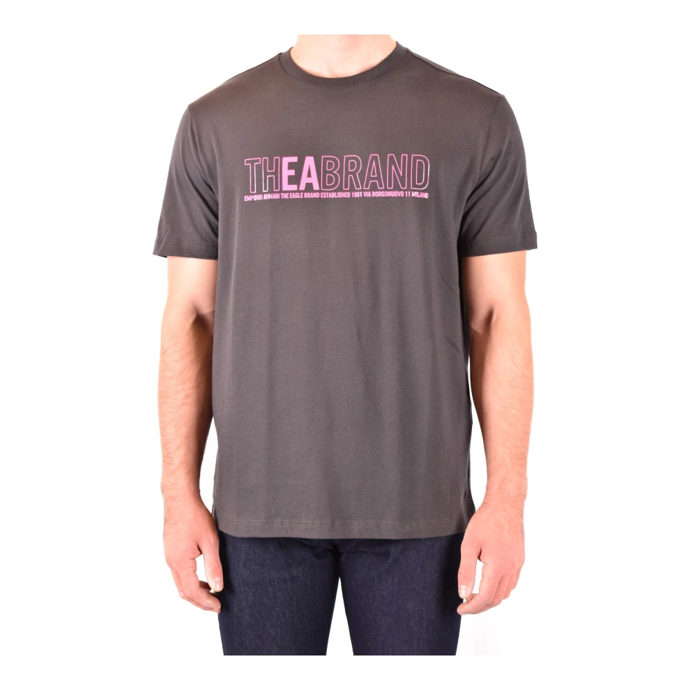 Emporio Armani Gray T-Shirts, Male, Xl, Grey Printed T-Shirt