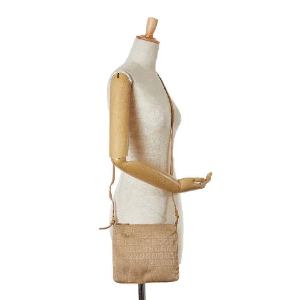 Fendi Vintage Pre-owned Canvas shoulder-bags Beige Dames