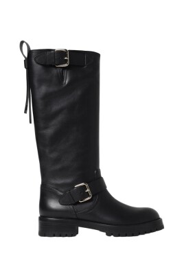 black-leather-kneehigh-buckle-boots