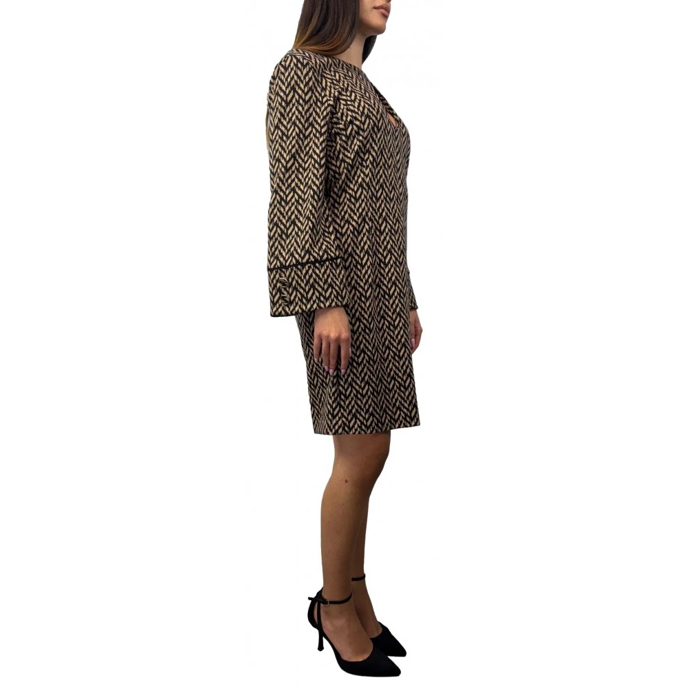 Simona Corsellini Geometrische Jacquard Beige Jurk Beige Dames