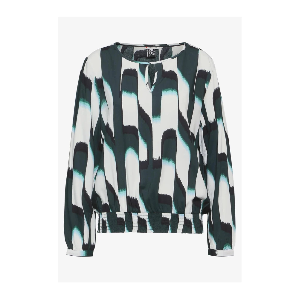 Street One Groene Abstracte Print Blouse met Lange Mouwen Multicolor Dames