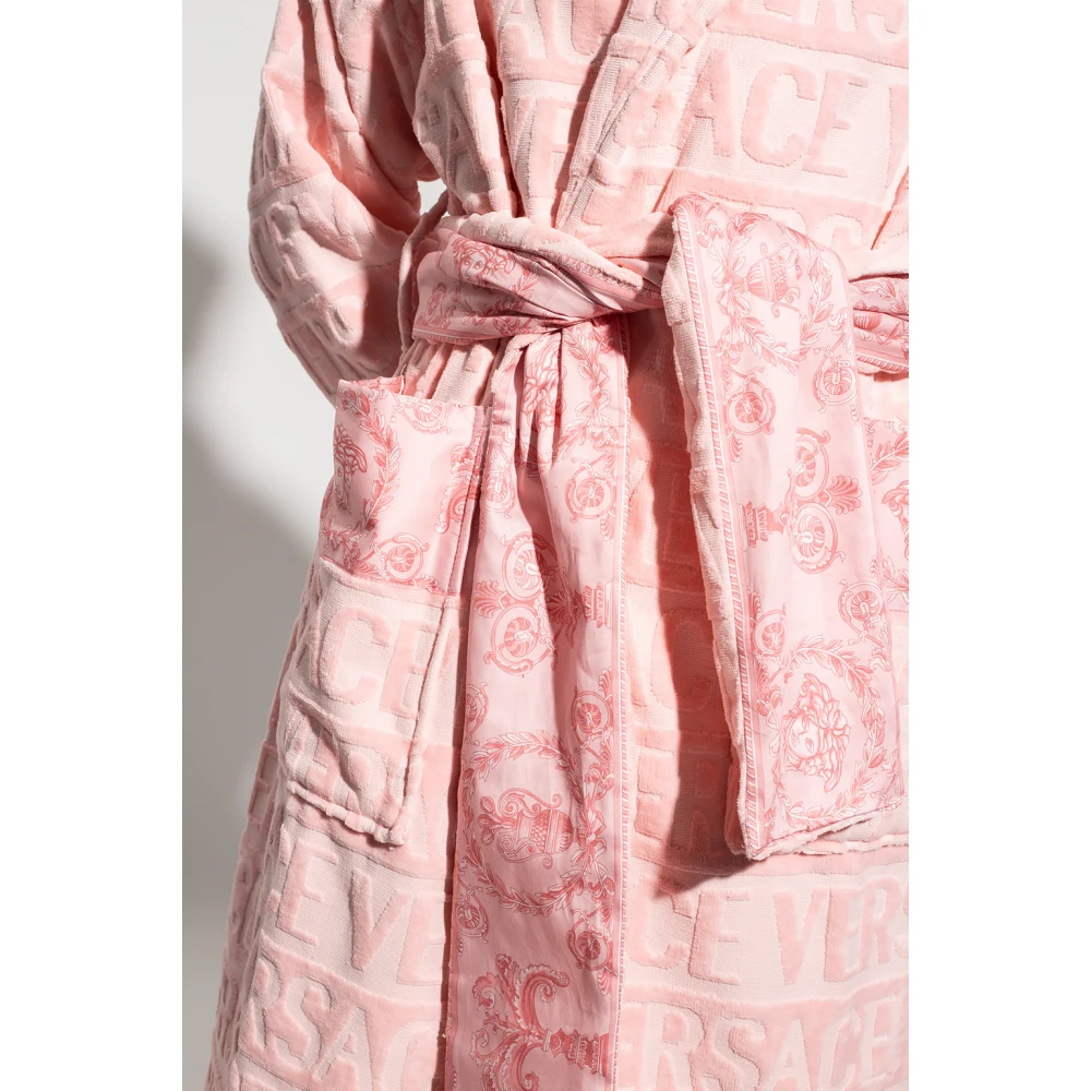 Versace Badjas met logo Pink Heren