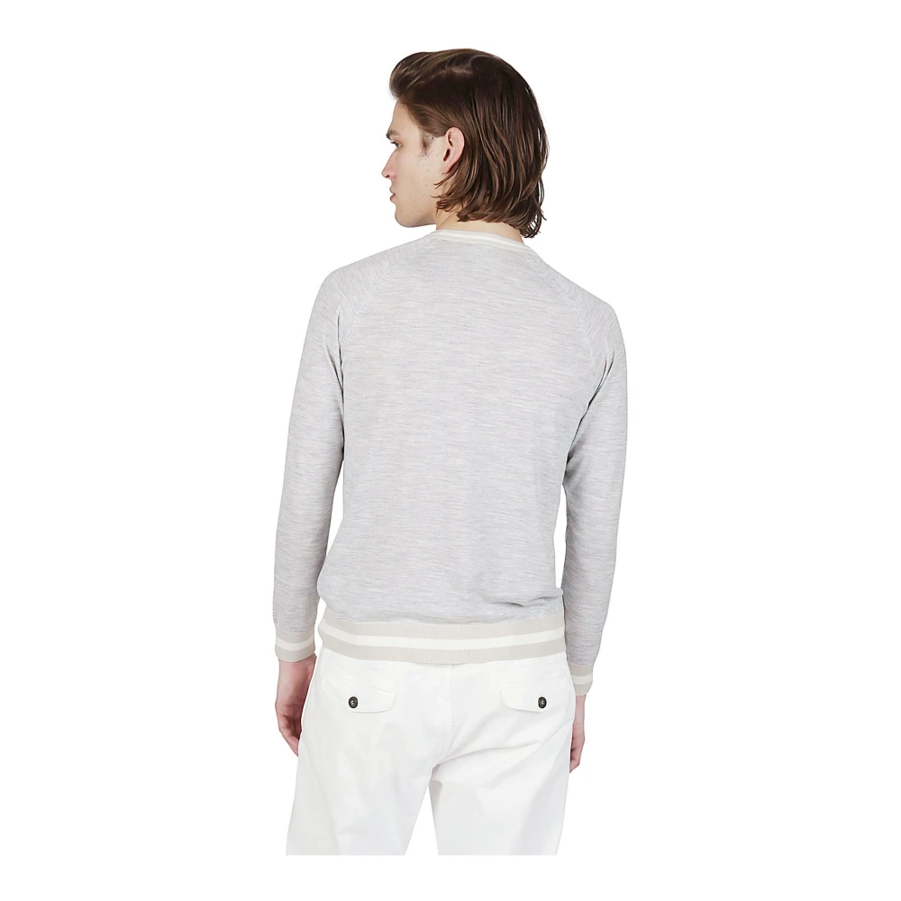 Eleventy Merino Crewneck Triangle Sleeve Sweater Beige Heren