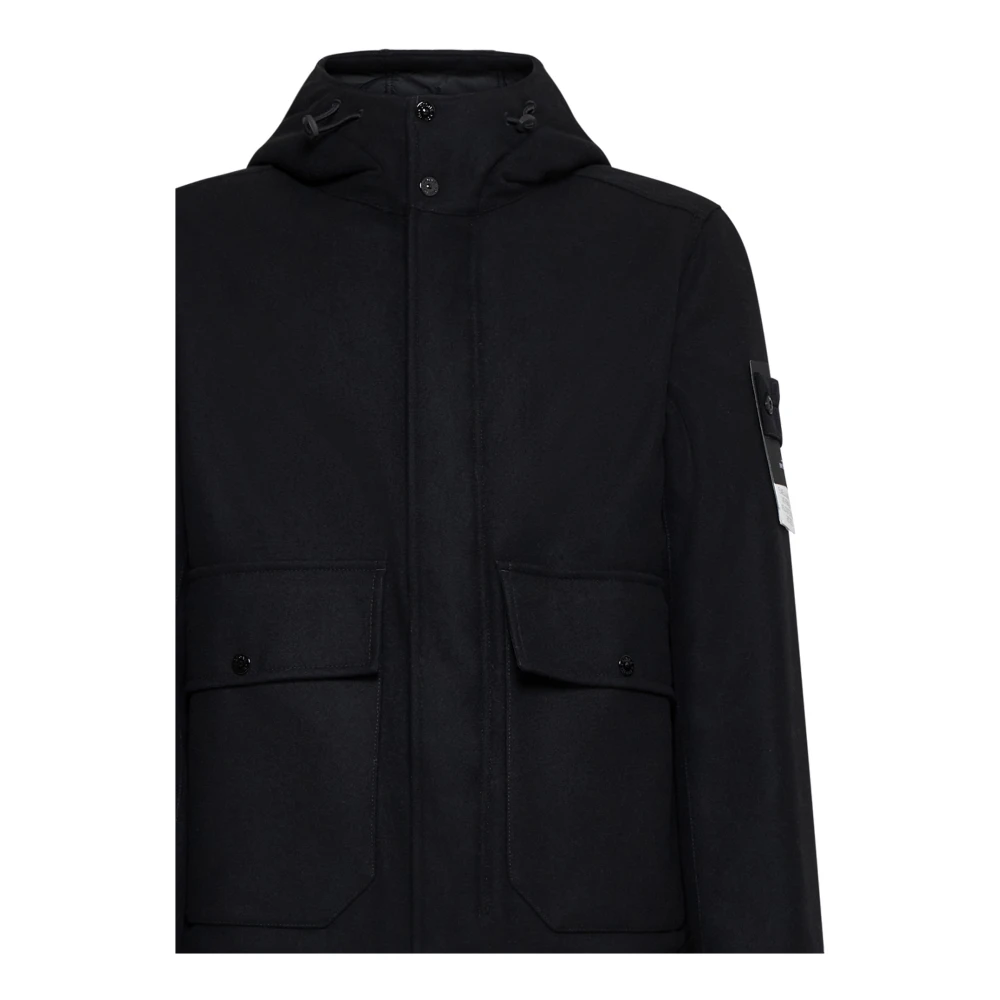Stone Island Zwarte Jassen voor Mannen Black Heren