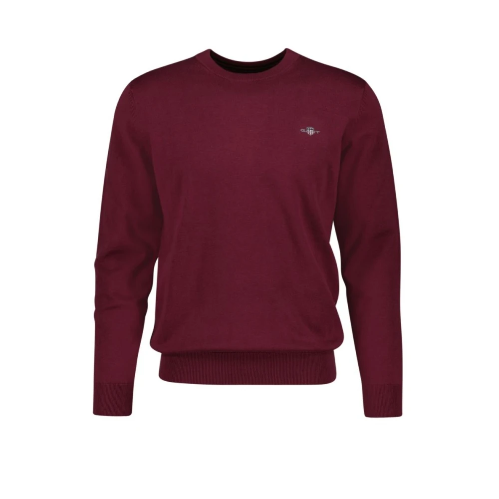Gant Klassieke Katoenen Ronde Hals Trui Red Heren