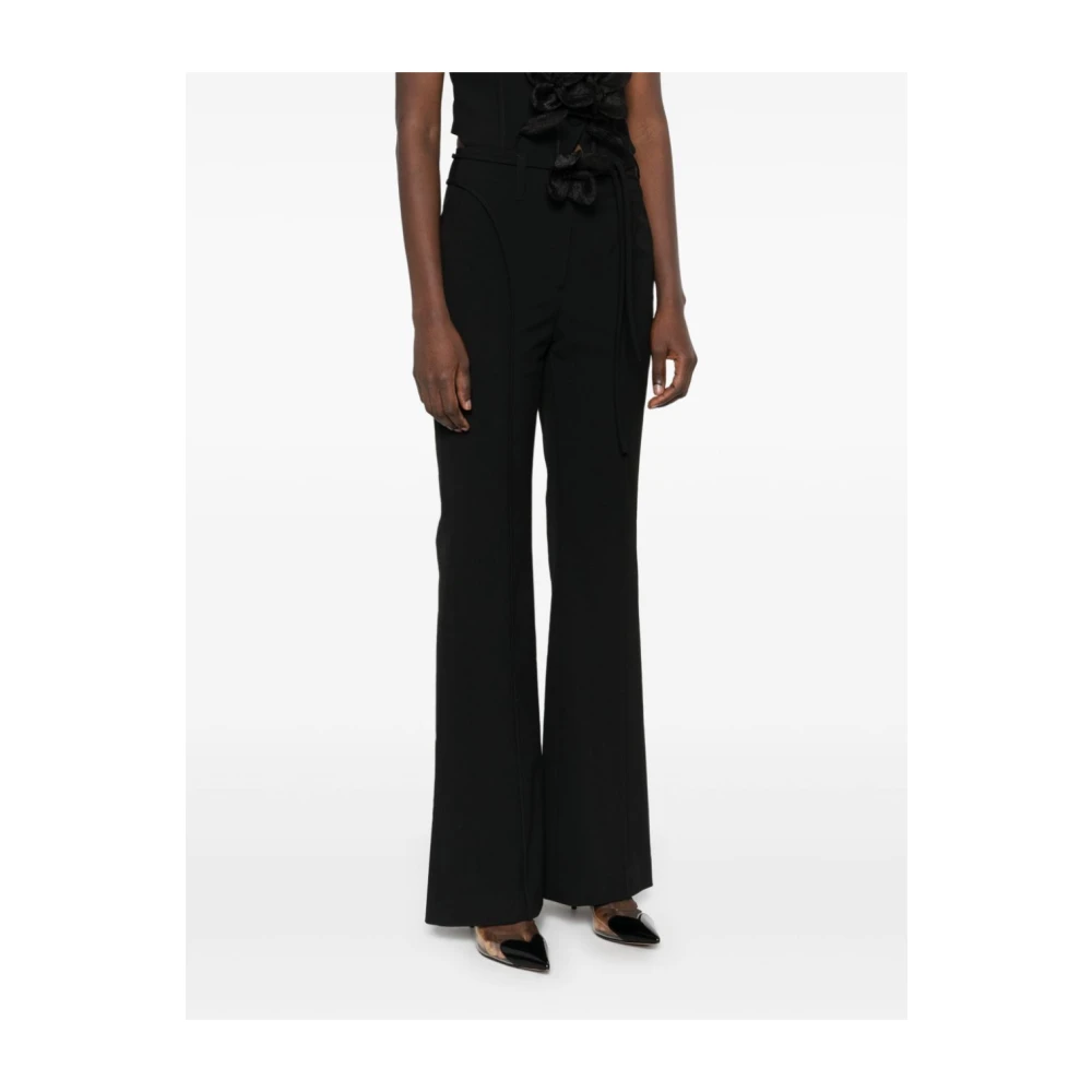 Rotate Birger Christensen High Waisted Wide Rose Trousers Black Dames