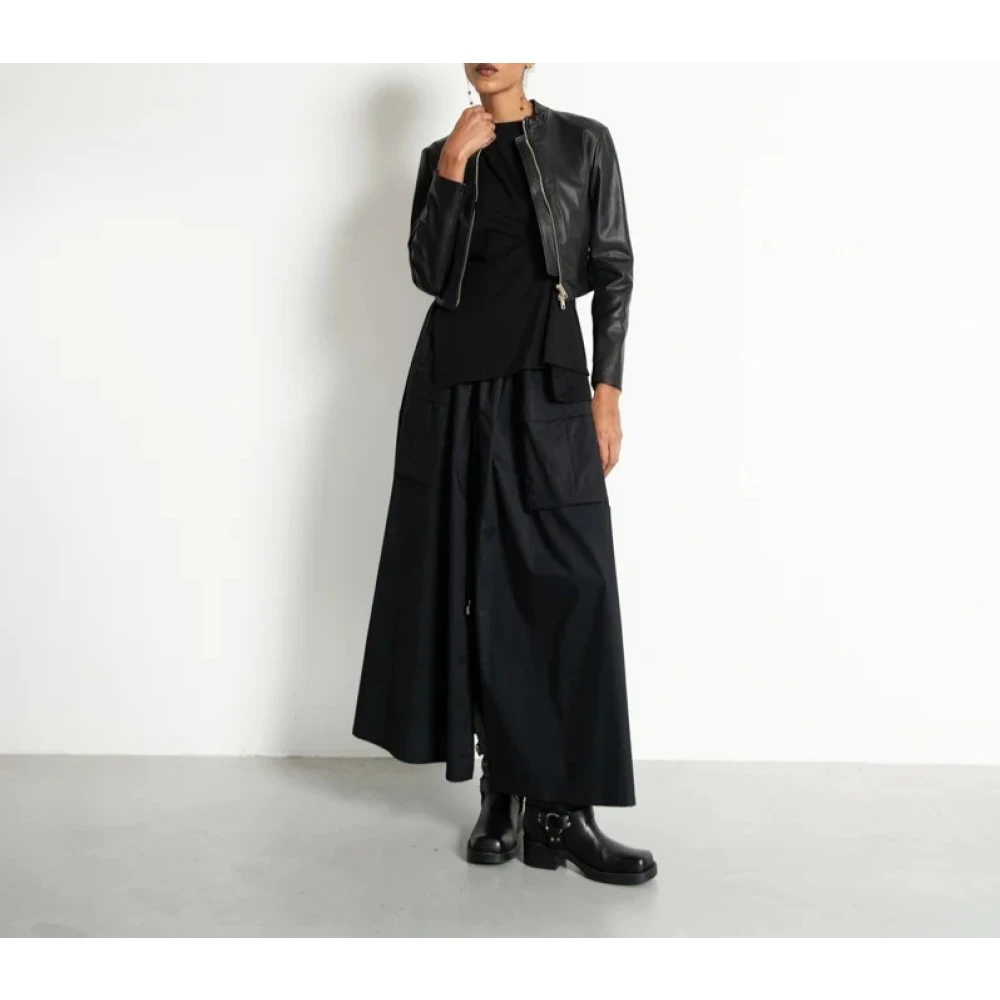 Kaos Slim Fit Kort Leren Jas Black Dames