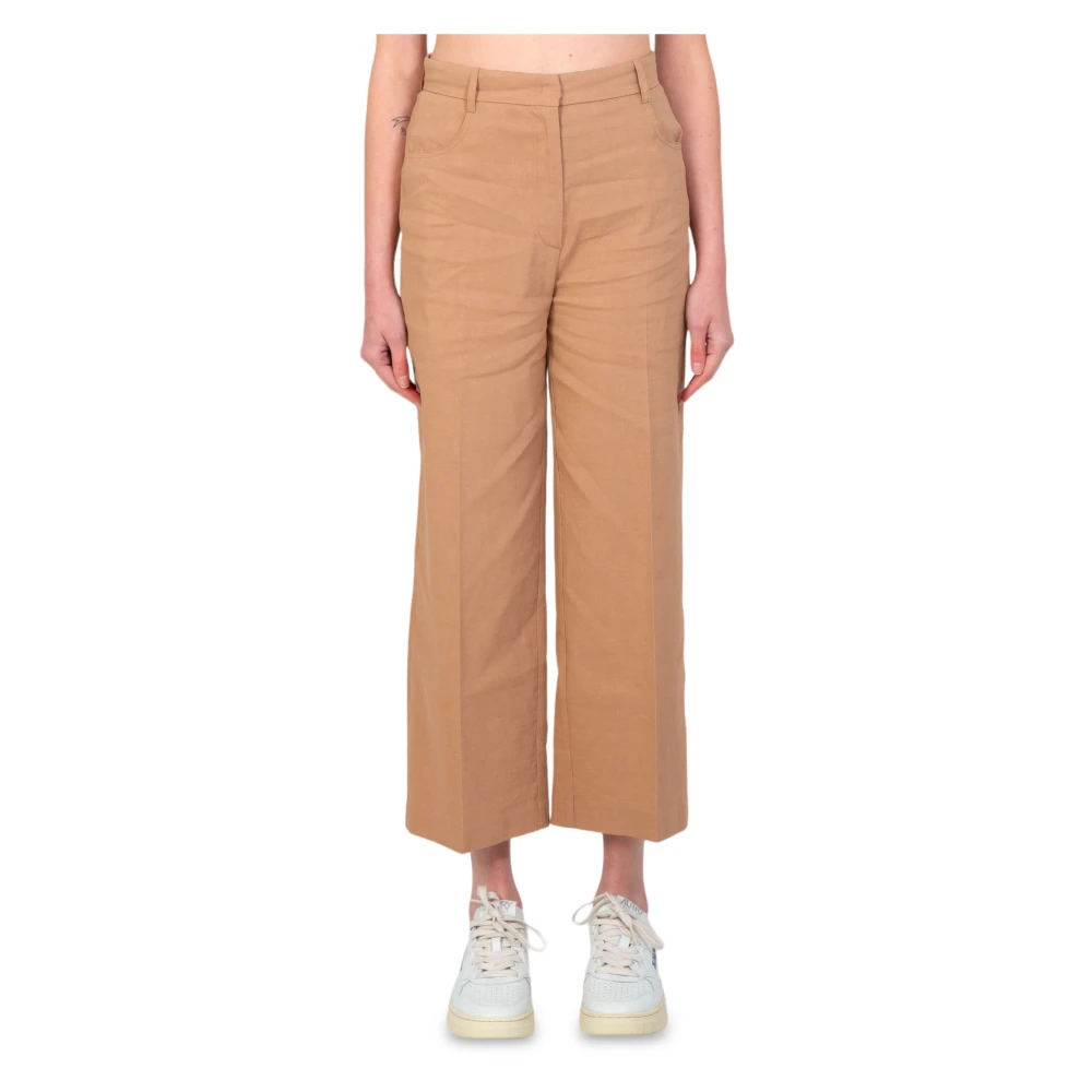Pinko Losse Twill Broek Beige Dames