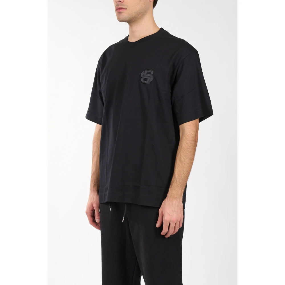 Hugo Boss Katoenen T-shirt met geborduurd logo Black Heren