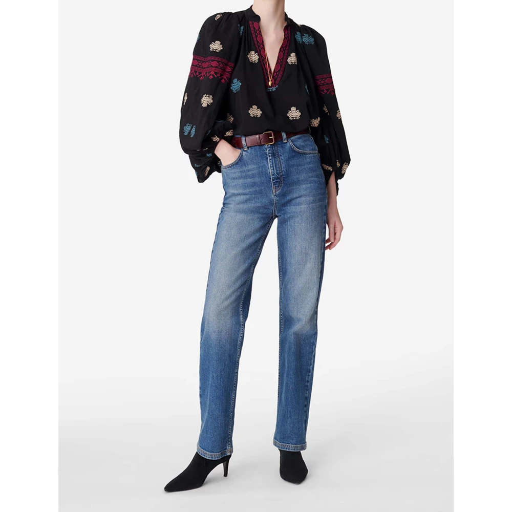 Vanessa Bruno Zwarte Pofmouw Blouse Black Dames