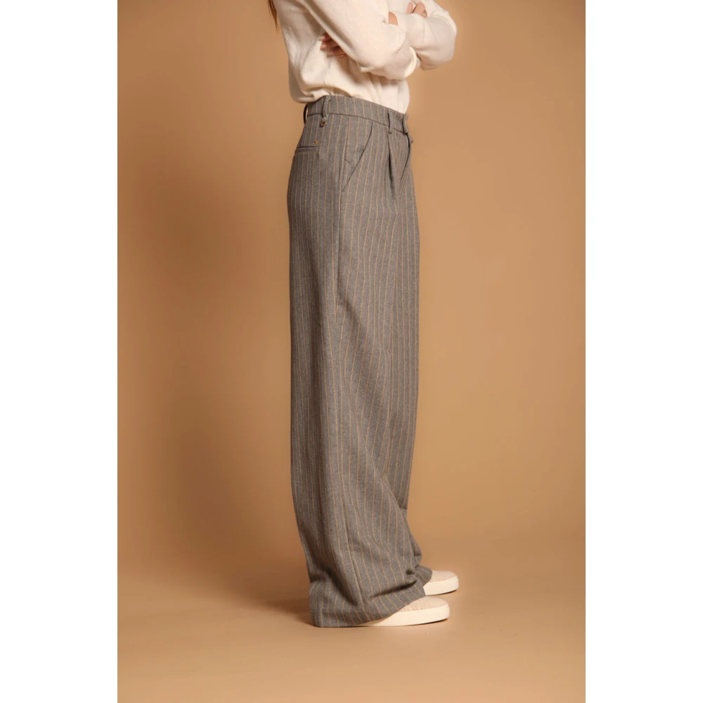 Mason's Grijze Chino Broek met Lurex Streep Gray Dames
