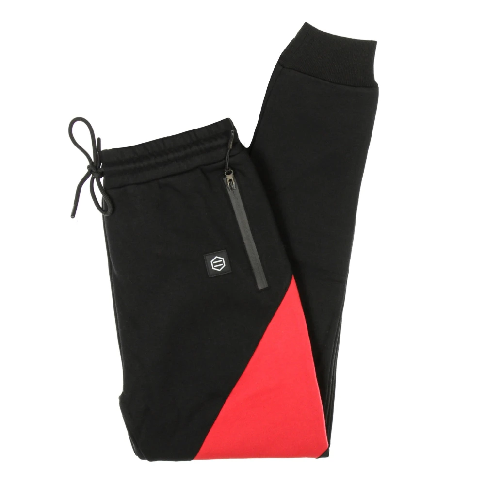 Dolly Noire Heren Fleece Trainingsbroek Zwart Rood Black Heren