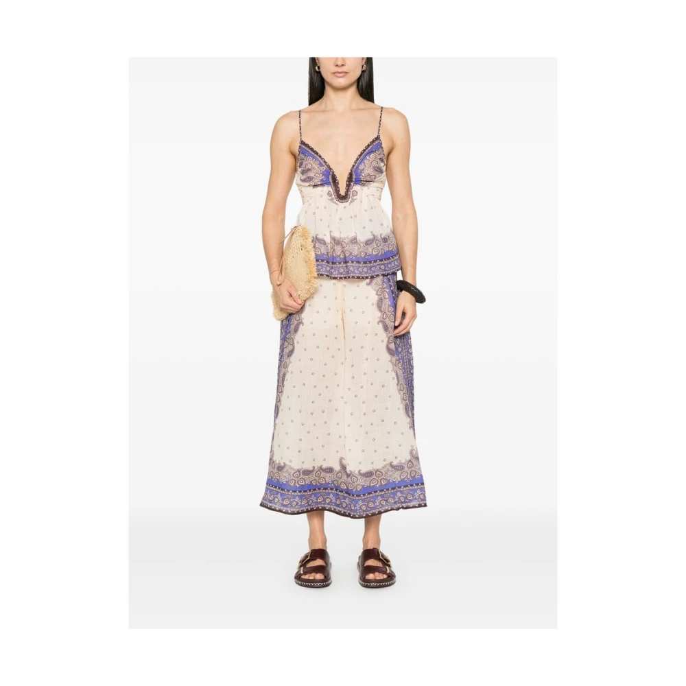 Zimmermann V-hals ecru shirt met materialen Multicolor Dames