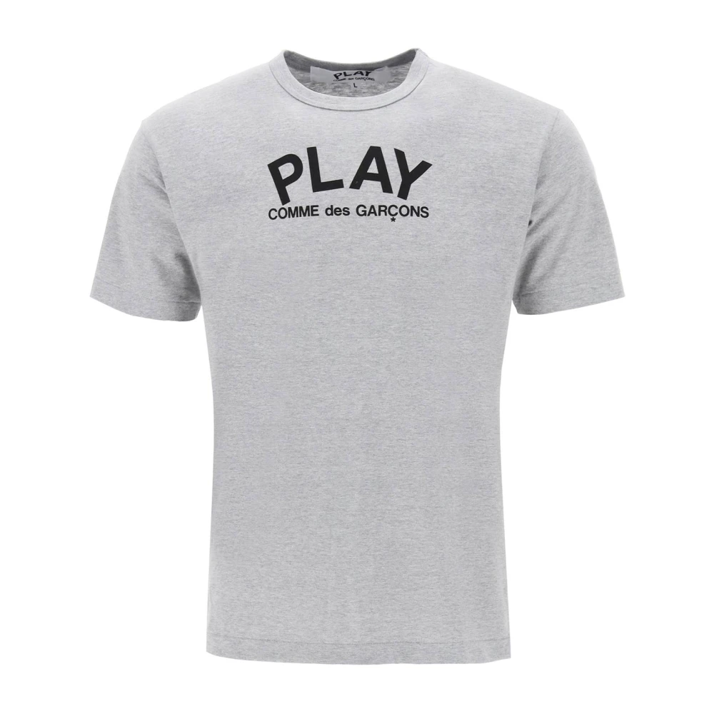 Comme des Garçons Play Logo Print Unisex Katoenen T-shirt Gray Heren