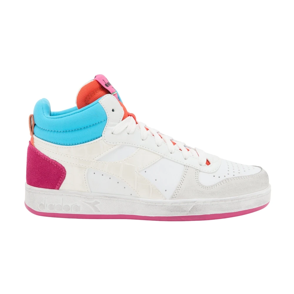 Diadora Women's White Sneakers, 5 Uk, Magic Basket Demi Croco Trainers