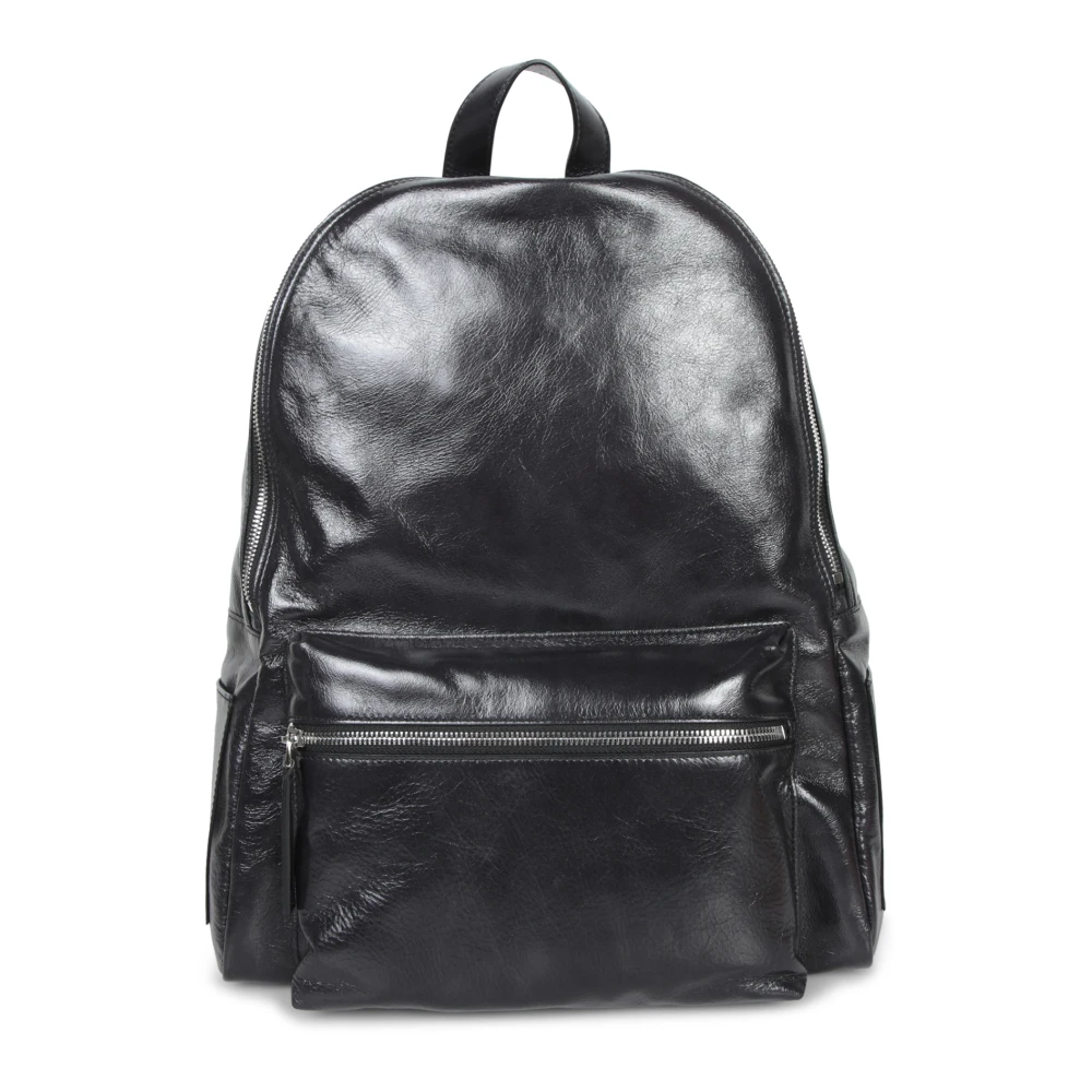 Orciani Svart Glossy Läderryggsäck