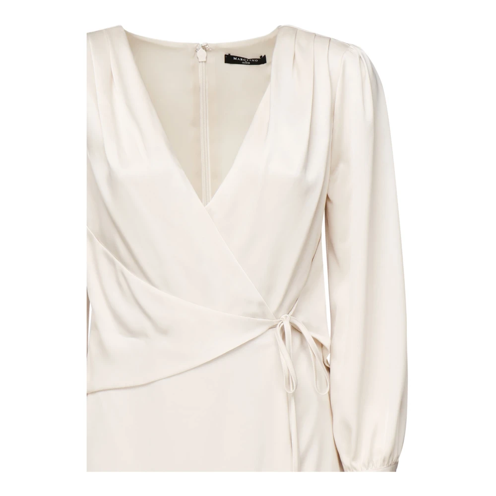 Guess Witte V-hals Jurk met Lange Mouwen White Dames