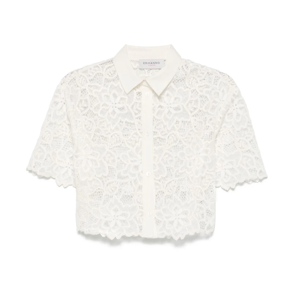 Ermanno Scervino Klassieke witte blouse met korte mouwen White Dames