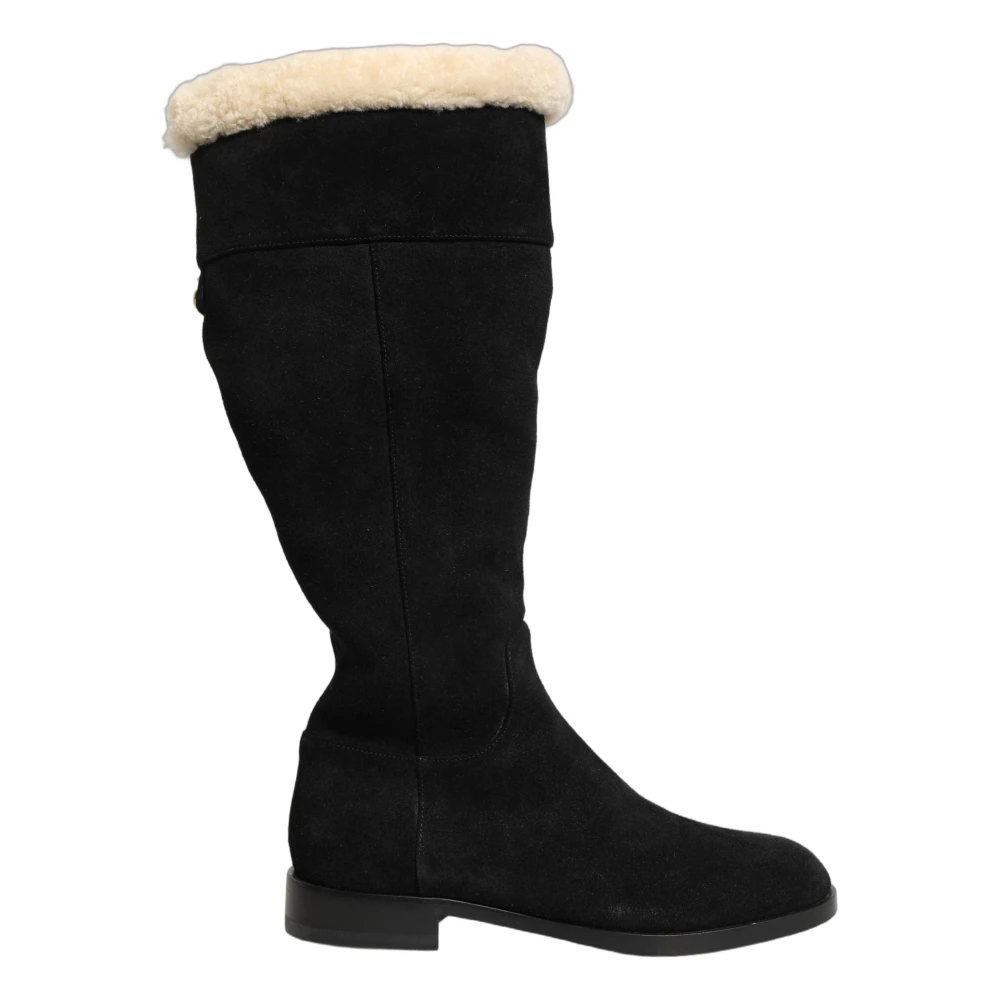 Dolce & Gabbana Women's Black Winter Boots, 3 Uk, Suede Knee-High Boots