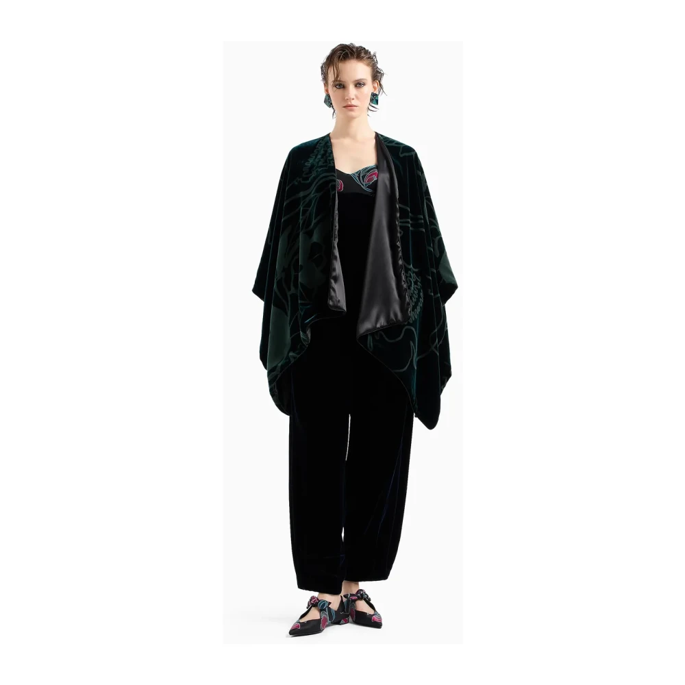 Giorgio Armani Groene Bloemenfluwelen Capejas Green Dames