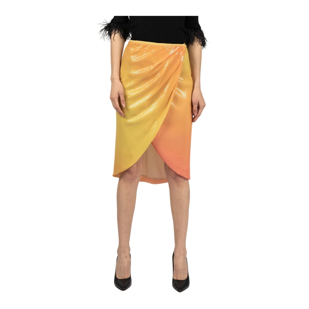 Patrizia Pepe Vrouw Oranje Midi Rok Met Pailletten