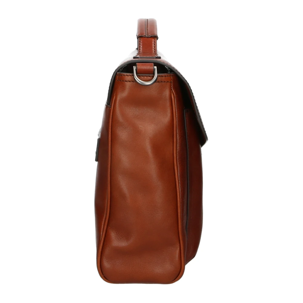 The Bridge Bruin leren zakelijke aktetas met laptopvak Brown Heren