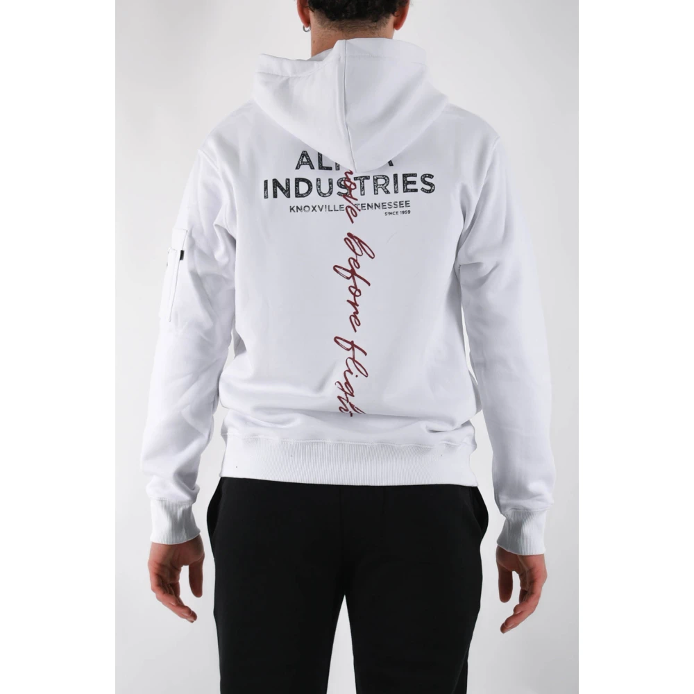 alpha industries Handtekening Hoodie met Voorzak White Heren