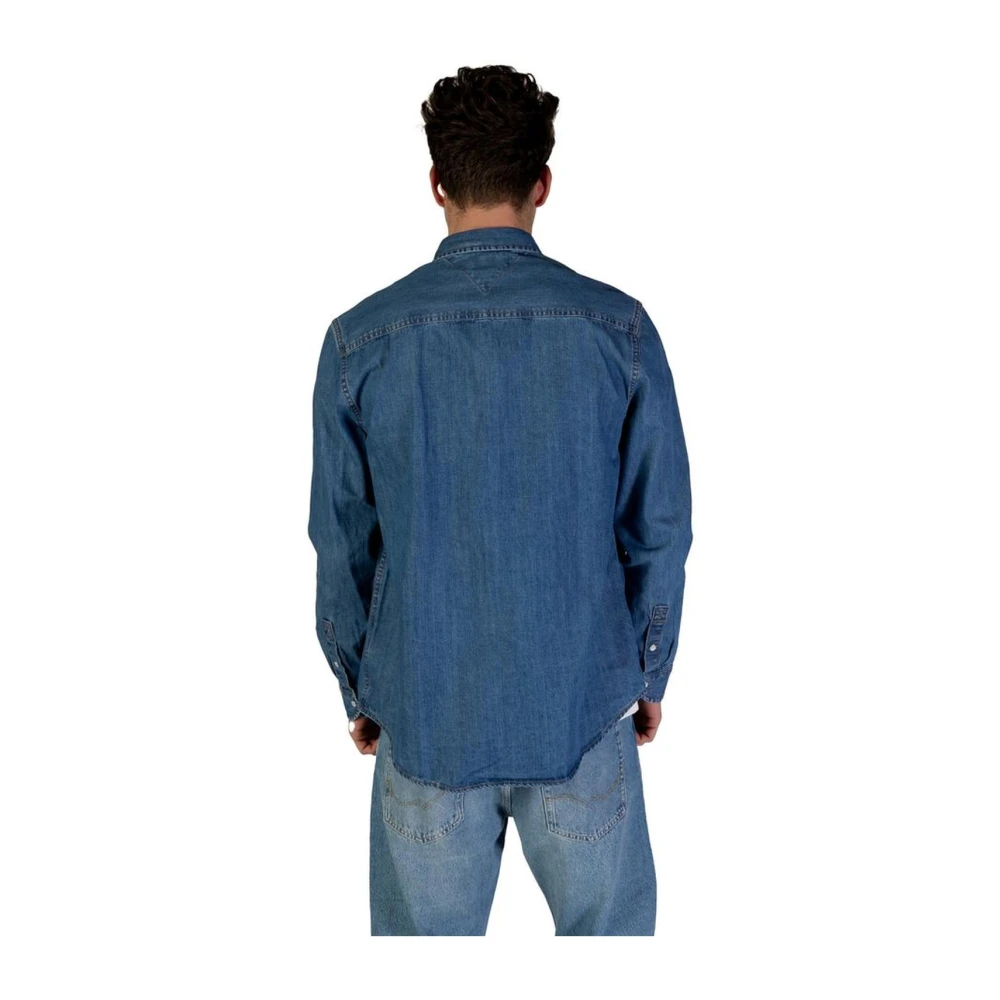 Tommy Jeans Geregenereerd Katoenen Overhemd met Lange Mouwen Blue Heren