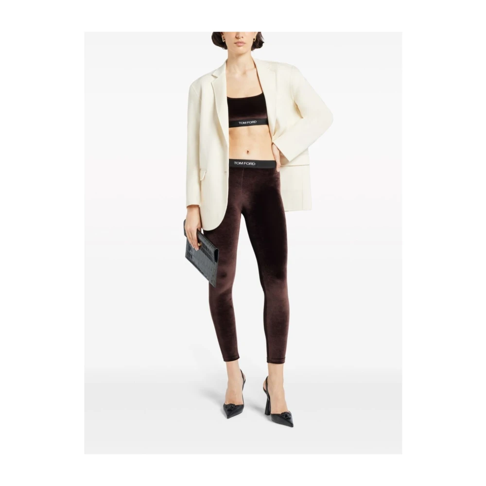 Tom Ford Bruine Fluweel Cropped Broek Brown Dames