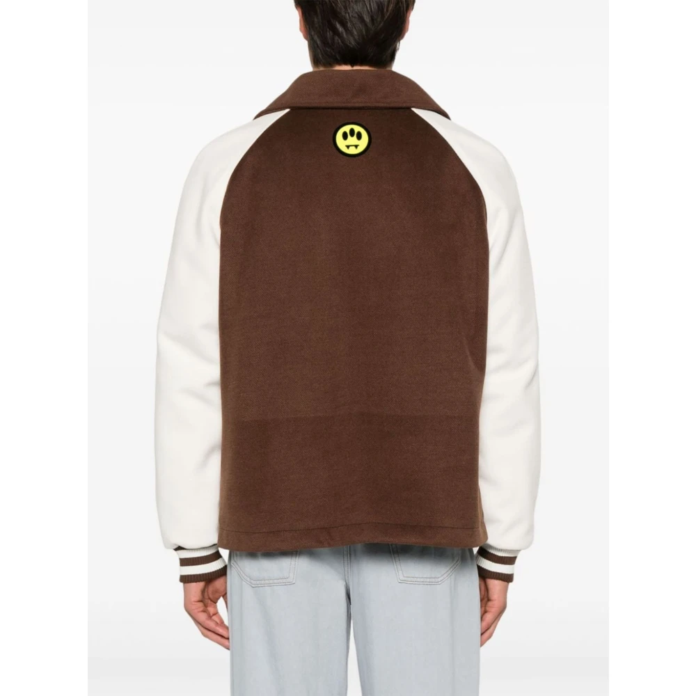 Barrow Bruine Twill Varsity Jack met Logo Brown Heren