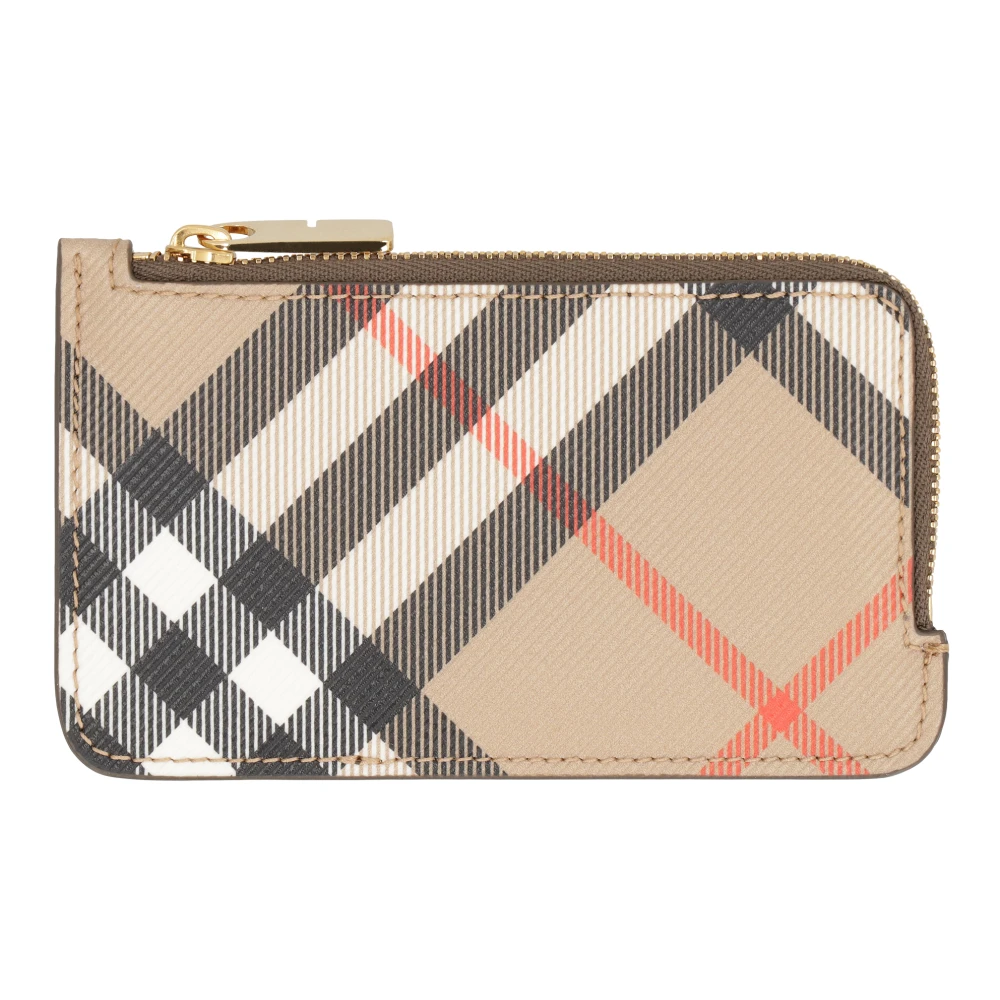 Burberry Geruit Motief Kaarthouder Beige Dames