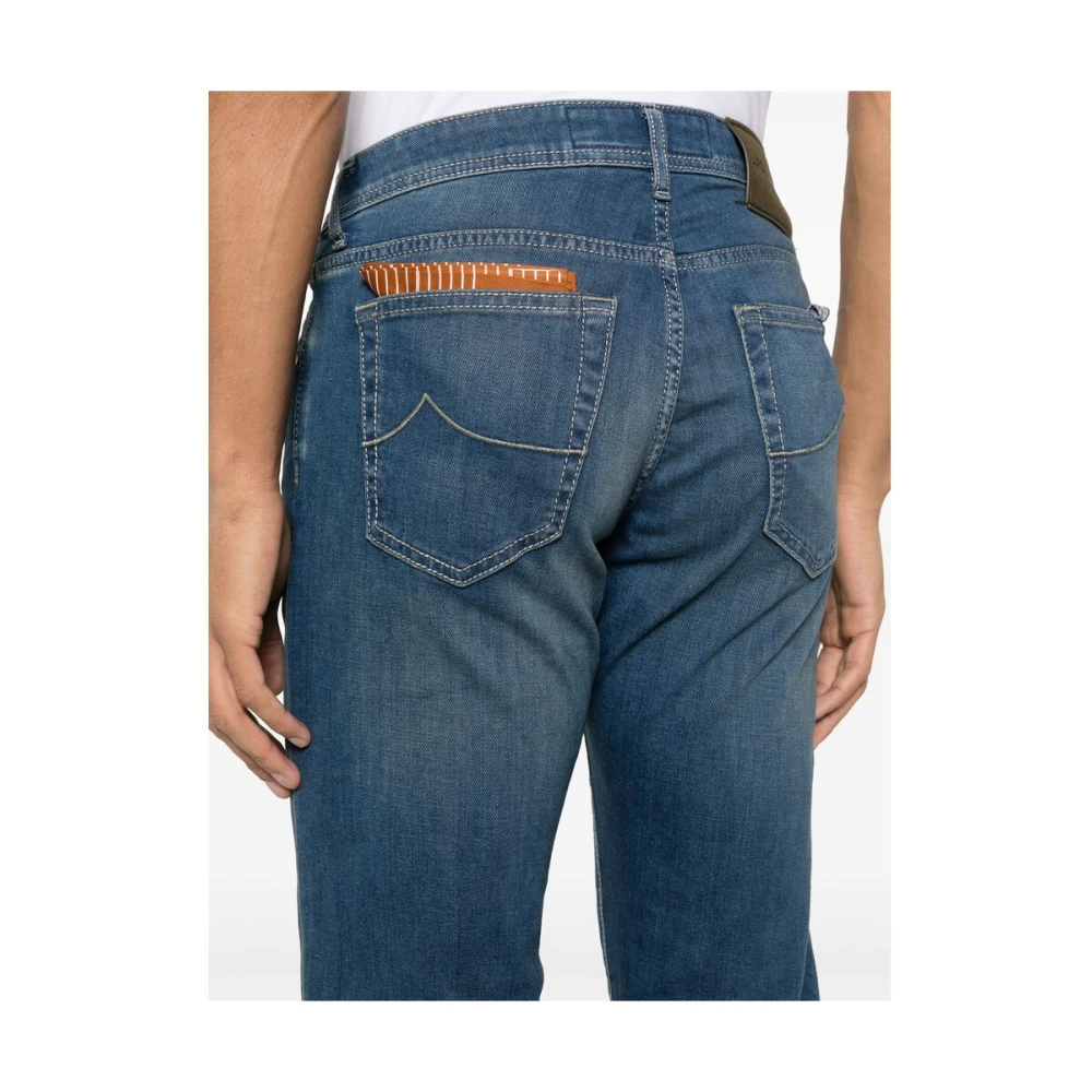 Jacob Cohën Indigo Blauwe Klassieke Vijf Zak Jeans Blue Heren