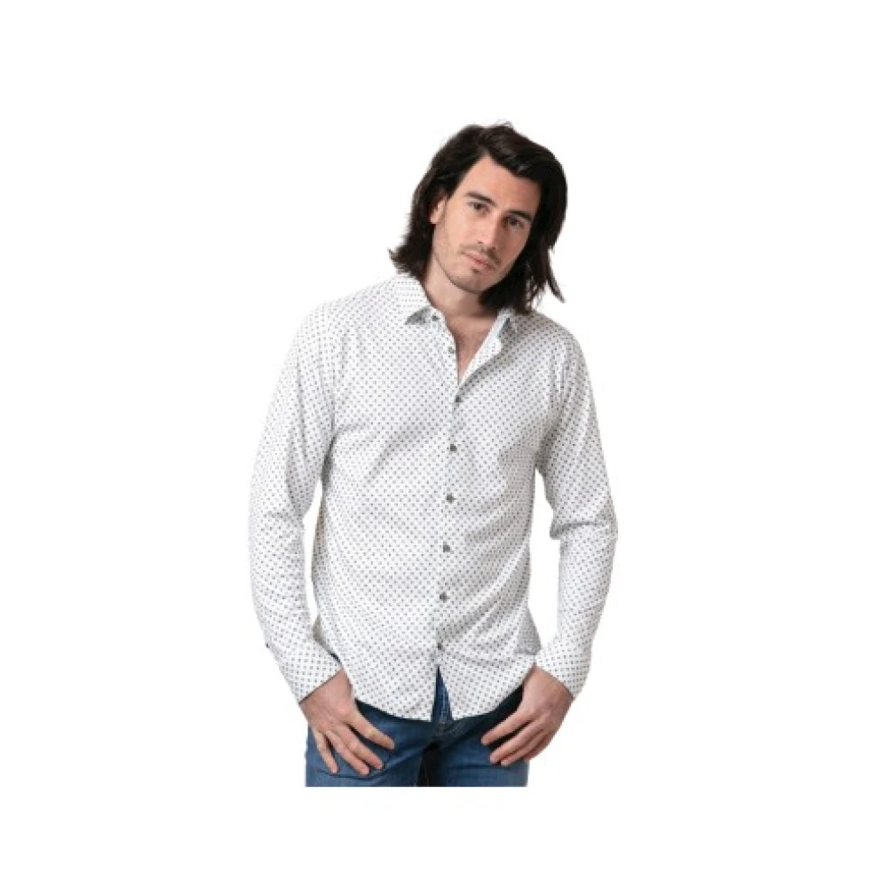 Desoto Homme Blanc Chemises, Taille: M Chemise He À Motifs Fleuris Vert Et Rose
