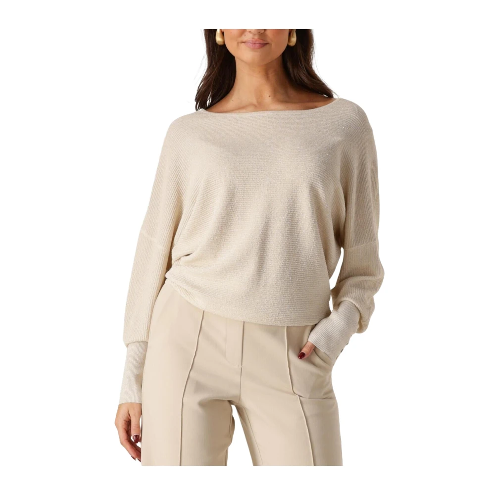 Nukus Batwing Pullover Lurex Sweater Beige Dames