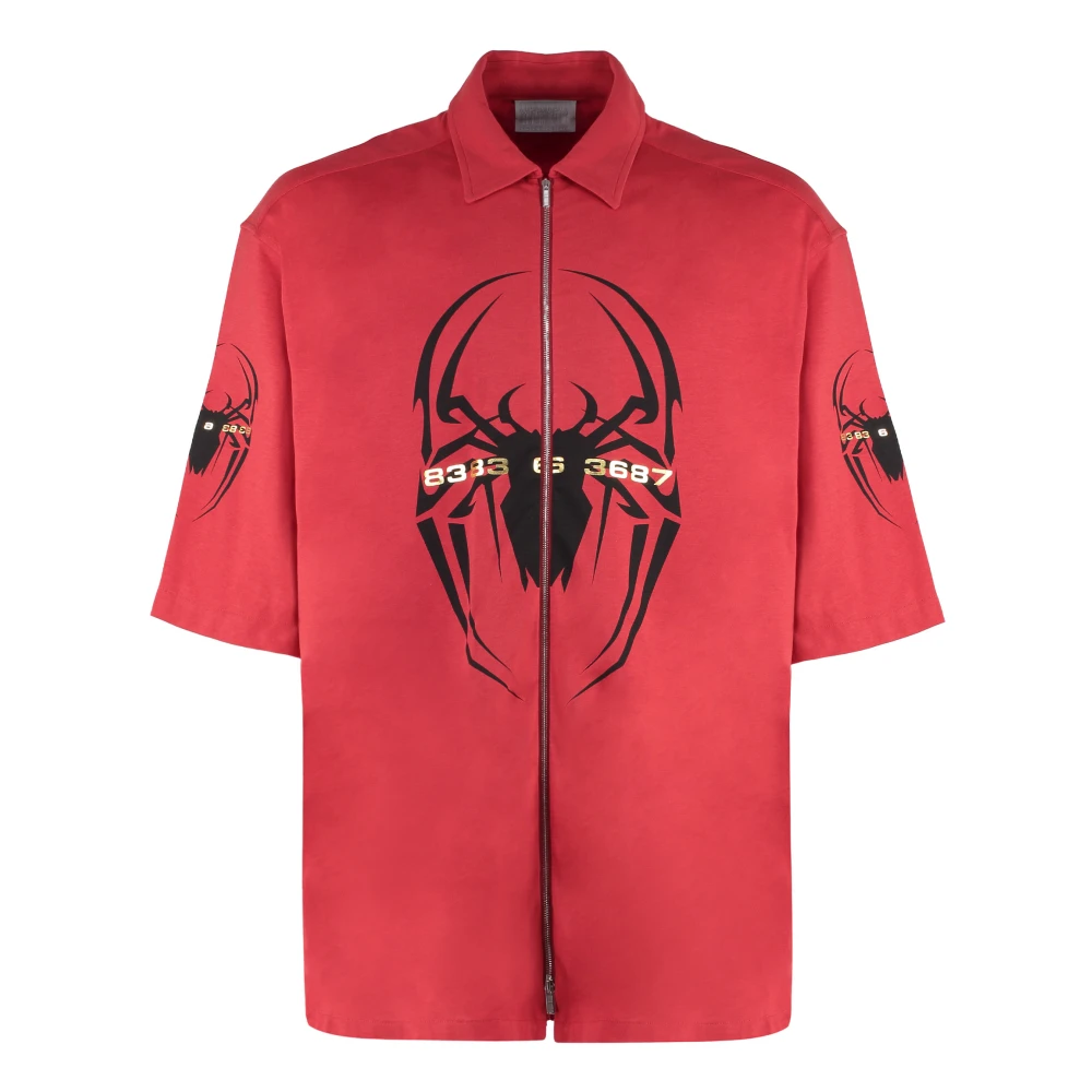 Vetements Spider Katoenen T-shirt met Zijsplitten Red Heren