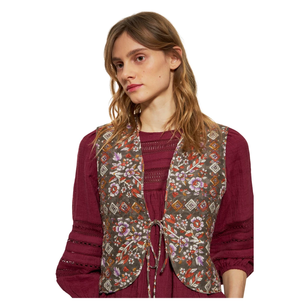 Antik batik Bloemenprint gilet Multicolor Dames