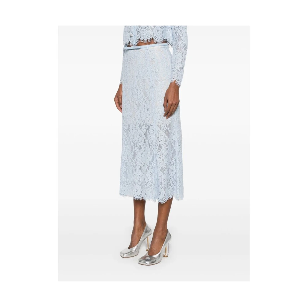 Self Portrait Lichtblauwe Geriemde Rok Blue Dames