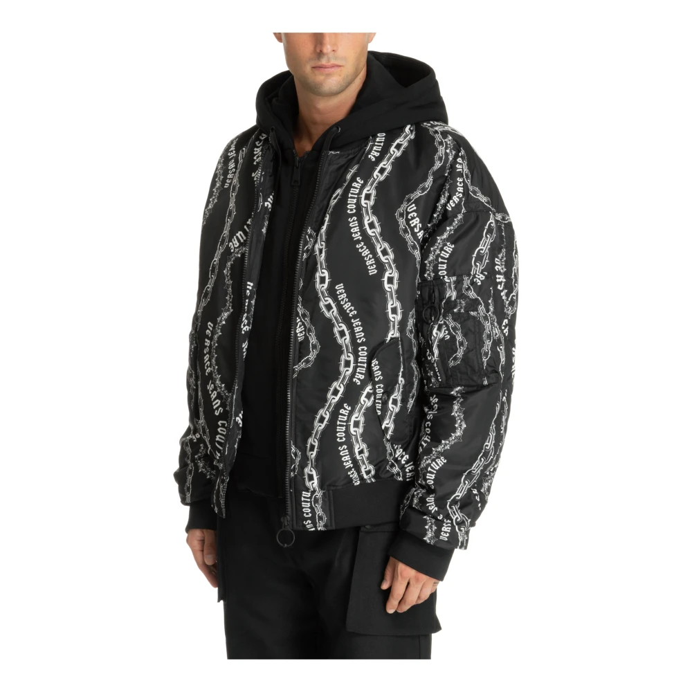Versace Jeans Couture Abstract Multicolor Donsjack Koord Rits Black Heren