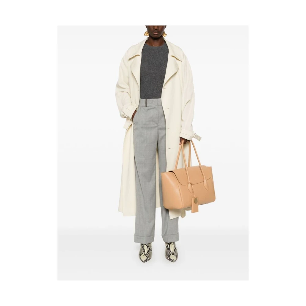 PESERICO Heather Grey Wolmix Slub Broek Gray Dames