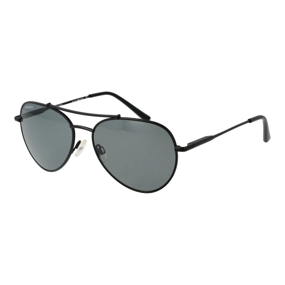 Serengeti Unisex Black Aviator Polarized Sunglasses - Sunglasses - One Size - Accessories