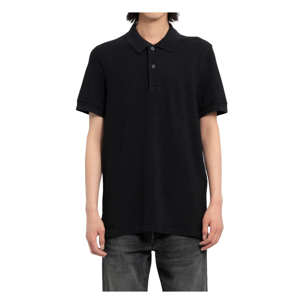 Tom Ford Zwarte Tennis Piquet Polo Shirt Black Heren