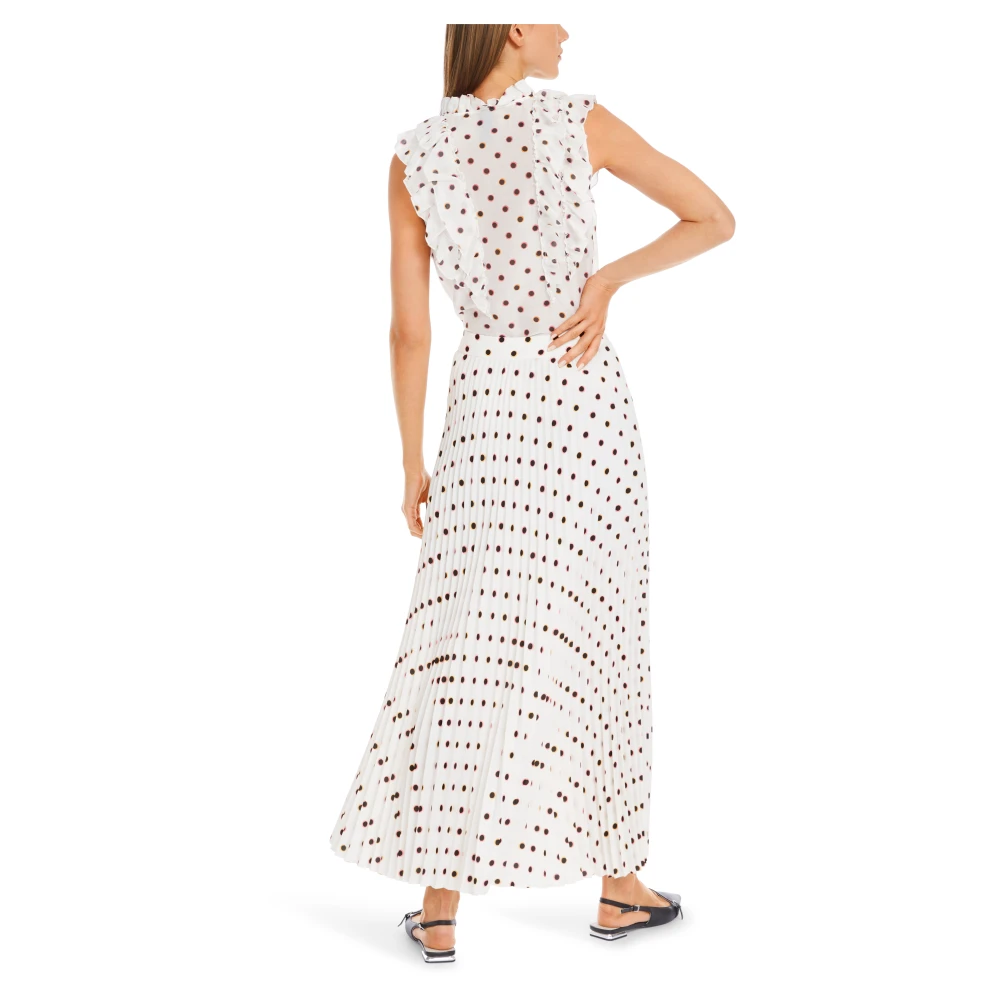Marc Cain Maxi Plooirok met Polka Dot Print White Dames