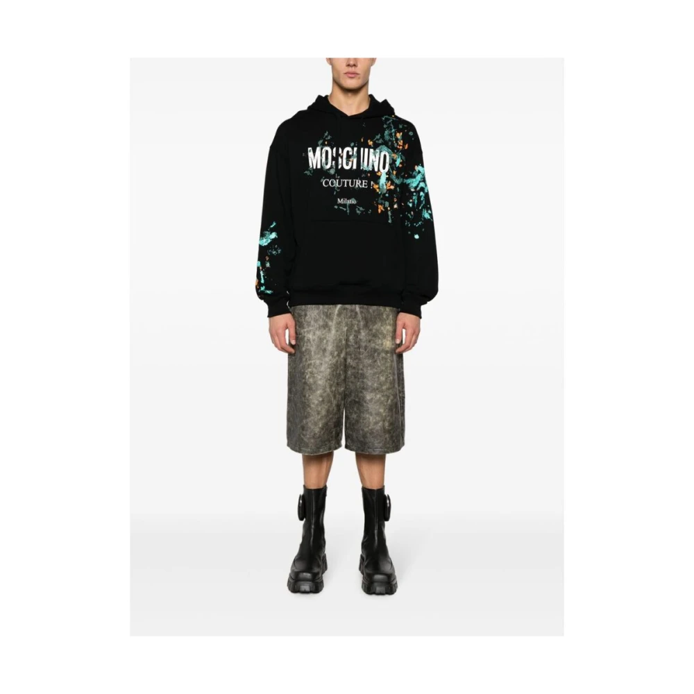Moschino Biologisch Katoenen Sweatshirt met Schilderachtige Print Black Heren