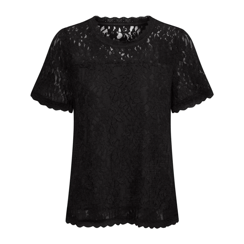 Cream Women's Black Blouses, M, Lace Blouse In Pitch