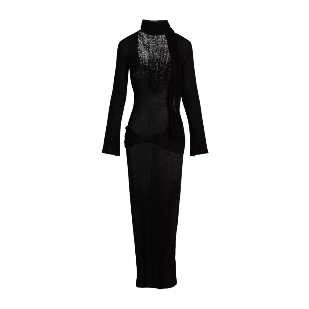 Aya Muse Zwarte Maxi Jurk met Sjaal Maia Black Dames