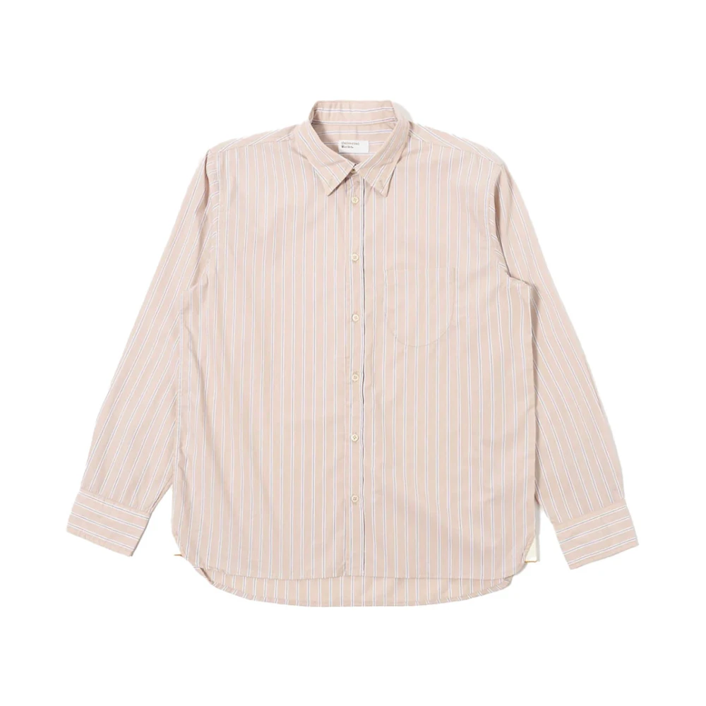 Universal Works Men's Beige Casual Shirts, S, Sand Urban Stripe Lazy Day Shirt