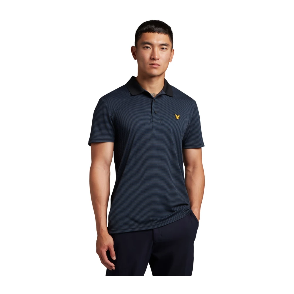 Lyle & Scott Microstripe Golf Polo Shirt Blue Heren